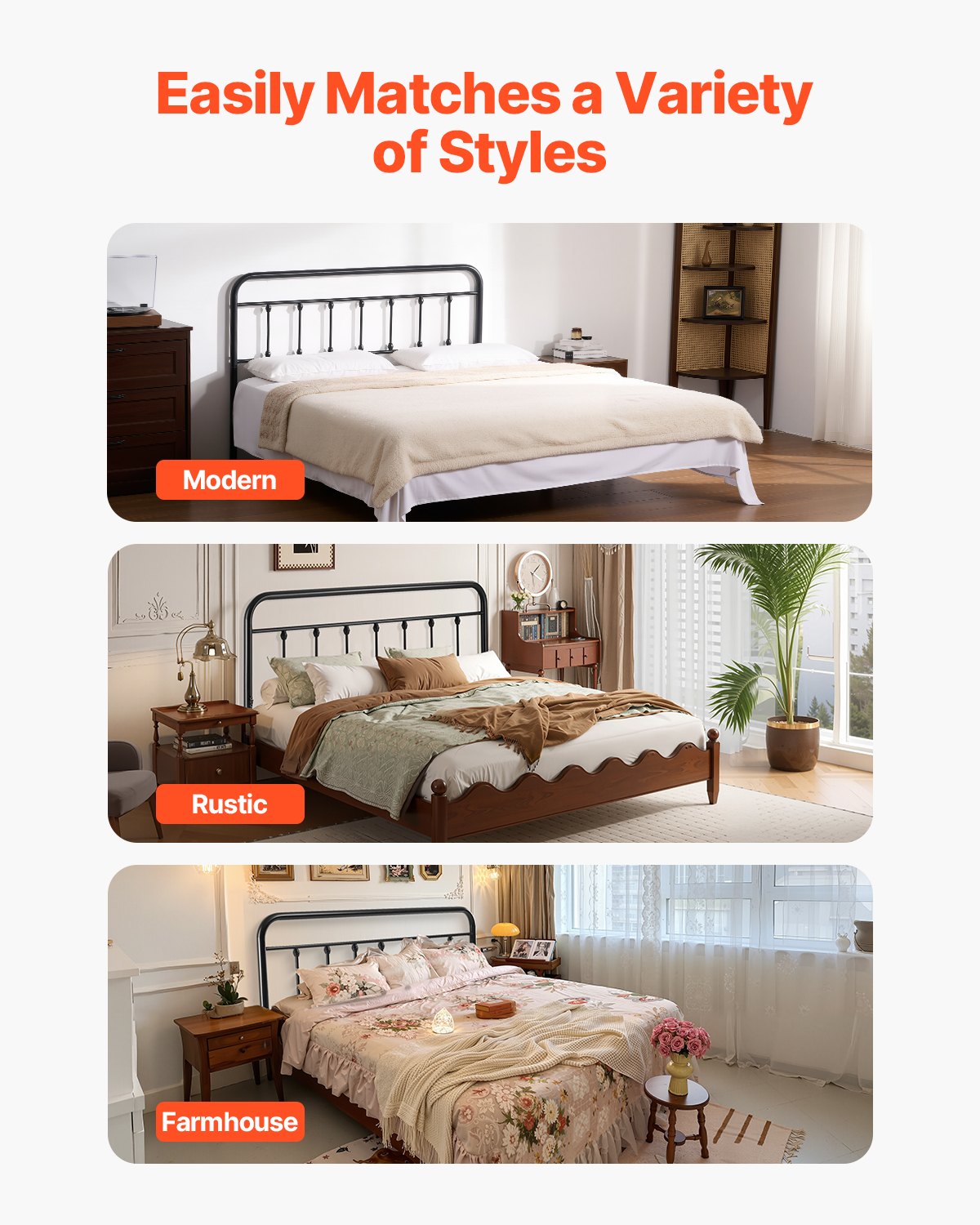 VEVOR Metal Headboard, Queen Size Headboard with Adjustable Height, Metal Headboard for Queen Size Bed, W59.65 x H40.55 x D1.5 inches, Ideal for Bedroom, Hotel, Homestay, Dormitory, Black - BDDCTBJSZLKS25Z0O002V0 - view 7