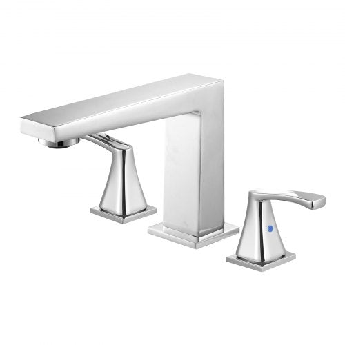 VEVOR Roman Tub Faucet, 3 Hole Waterfall Bathtub Faucet, Bath Tubs Faucets Set with 2 Handles, Roman Tub Faucets Deck Mount for Pet Washing, Baby Care, Adult Bathing, Silver, Right-Angle Tub Faucet - BDFDPKBDHS2GEB2LM001V0 - view 2