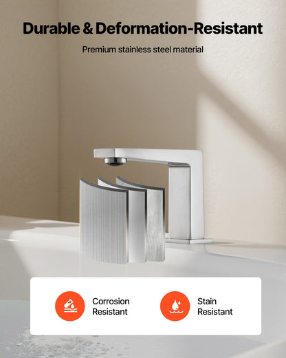 VEVOR Roman Tub Faucet, 3 Hole Waterfall Bathtub Faucet, Bath Tubs Faucets Set with 2 Handles, Roman Tub Faucets Deck Mount for Pet Washing, Baby Care, Adult Bathing, Silver, Right-Angle Tub Faucet - BDFDPKBDHS2GEB2LM001V0 - view 5