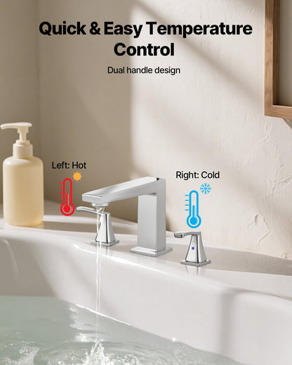 VEVOR Roman Tub Faucet, 3 Hole Waterfall Bathtub Faucet, Bath Tubs Faucets Set with 2 Handles, Roman Tub Faucets Deck Mount for Pet Washing, Baby Care, Adult Bathing, Silver, Right-Angle Tub Faucet - BDFDPKBDHS2GEB2LM001V0 - view 7