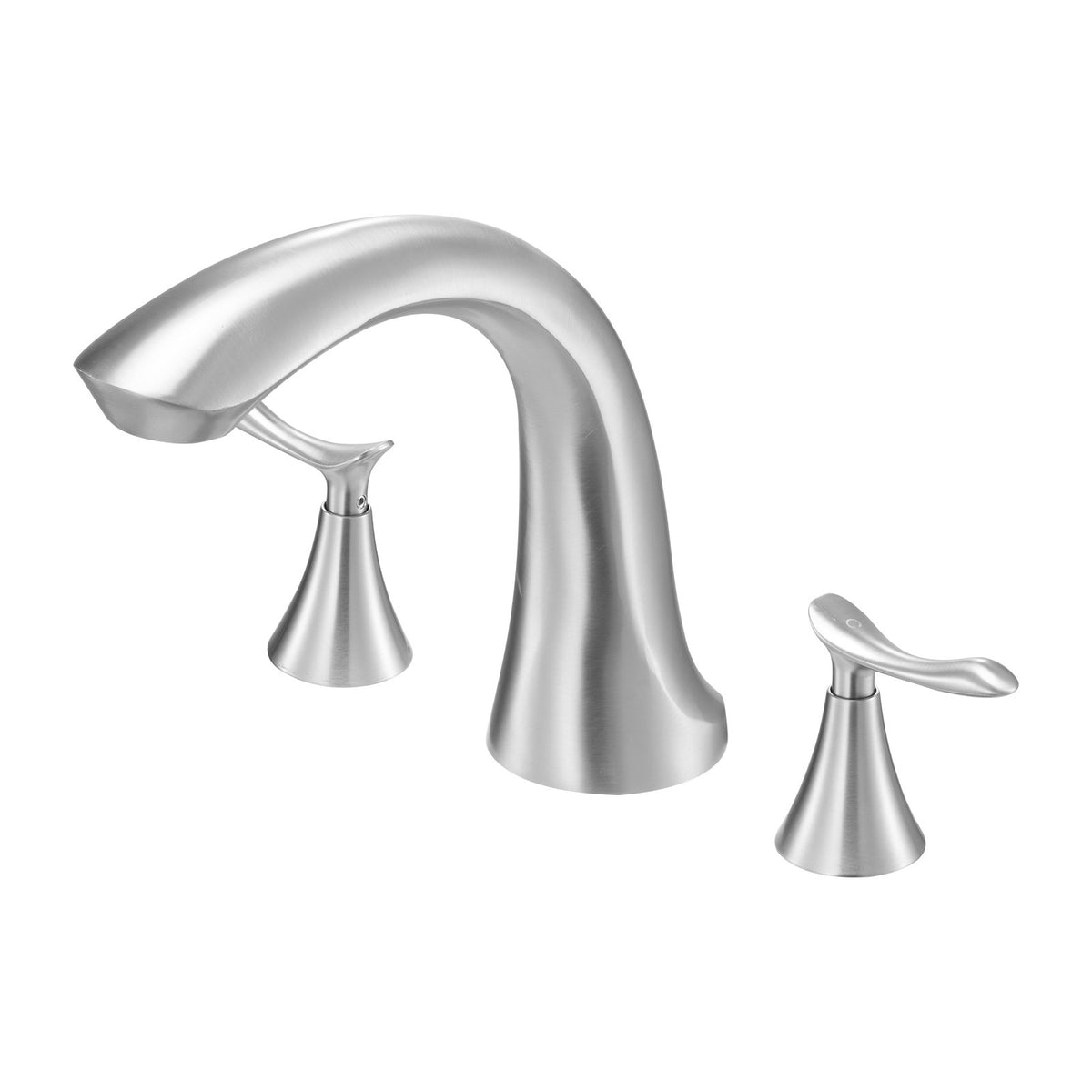 VEVOR Roman Tub Faucet, 3 Hole Waterfall Bathtub Faucet, Gooseneck Bath Tubs Faucets Set with 2 Handles, Deck Mount Bath Tub Faucets Set for Pet Washing, Adult Bathing, Brushed Stainless Steel - BDFDPKBDHS2GLO2SP001V0 - view 1