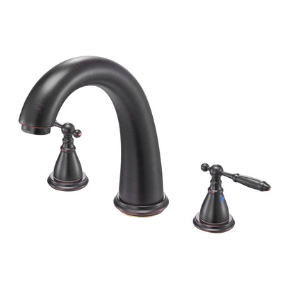 VEVOR Roman Tub Faucet, 3 Hole Waterfall Bathtub Faucet, Gooseneck Bath Tubs Faucets Set with 2 Handles, Roman Tub Faucets Deck Mount for Pet Washing, Adult Bathing, Bronze, Temperature Control - BDFDPKBDHS2GY7IXA001V0 - view 1