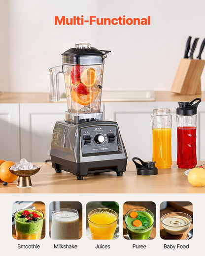 VEVOR Blender for Smoothies, 61 oz 1400W, Professional Blender with Powerful Motor, Multi-Functional Food Processing Blender with 2 Cups for Smoothie/Milkshake/Juice, Fits for Kitchen - BDJYZSBJBJ18X6A5TV1 - view 5