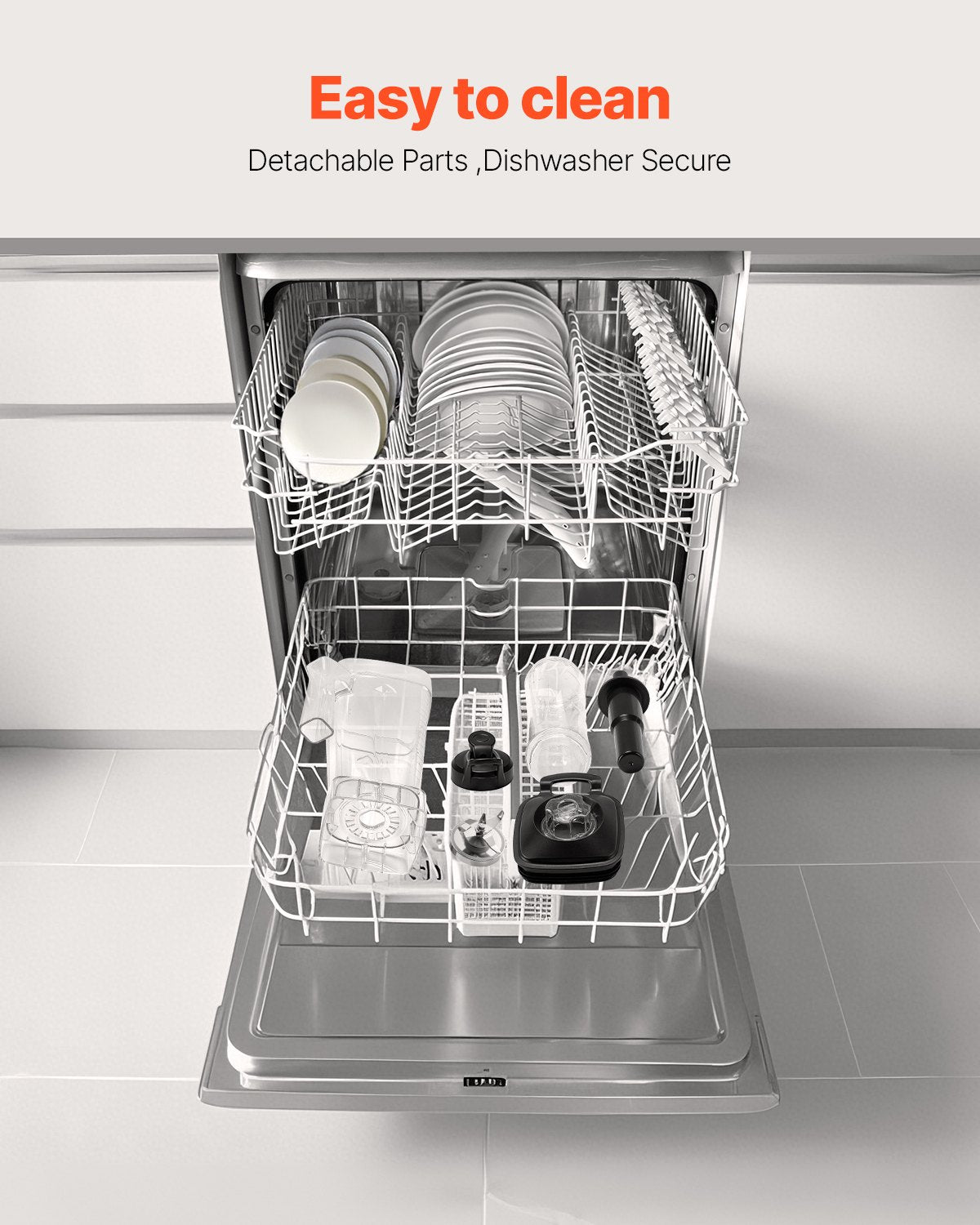 VEVOR Blender for Smoothies, 61 oz 1400W, Professional Blender with Powerful Motor, Multi-Functional Food Processing Blender with 2 Cups for Smoothie/Milkshake/Juice, Fits for Kitchen - BDJYZSBJBJ18X6A5TV1 - view 7