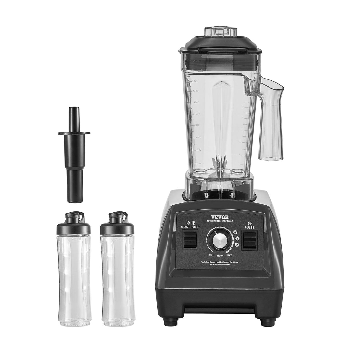 VEVOR Blender for Smoothies, 61 oz 1400W, Professional Blender with Powerful Motor, Multi-Functional Food Processing Blender with 2 Cups for Smoothie/Milkshake/Juice, Fits for Kitchen - BDJYZSBJBJ18X6A5TV1 - view 10