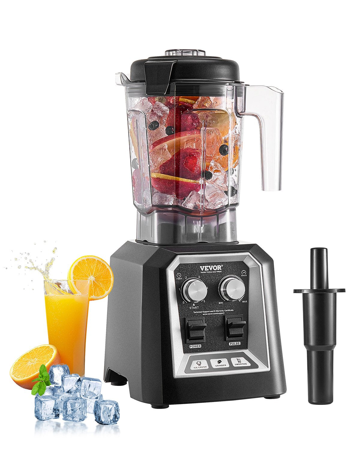 VEVOR Blender for Smoothies, 68 oz 1400W, Professional Blender with Powerful Motor, Multi-Functional Food Processing Blender with Grinder Container for Smoothie/Milkshake/Juice, Fits for Kitchen - BDJYZSBJBJ20AU6XBV1 - view 1