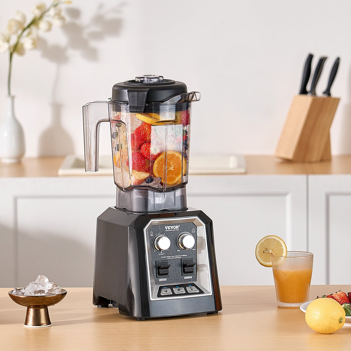 VEVOR Blender for Smoothies, 68 oz 1400W, Professional Blender with Powerful Motor, Multi-Functional Food Processing Blender with Grinder Container for Smoothie/Milkshake/Juice, Fits for Kitchen - BDJYZSBJBJ20AU6XBV1 - view 9