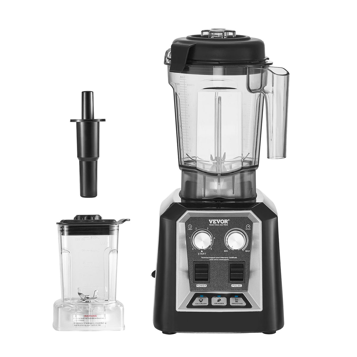 VEVOR Blender for Smoothies, 68 oz 1400W, Professional Blender with Powerful Motor, Multi-Functional Food Processing Blender with Grinder Container for Smoothie/Milkshake/Juice, Fits for Kitchen - BDJYZSBJBJ20AU6XBV1 - view 10