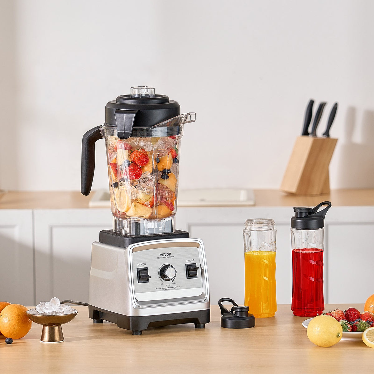 VEVOR Blender for Smoothies, 85 oz 1400W, Professional Blender with Powerful Motor, Multi-Functional Food Processing Blender with 2 Cups for Smoothie/Milkshake/Juice, Fits for Kitchen - BDJYZSBJBJ303DP5JV1 - view 9