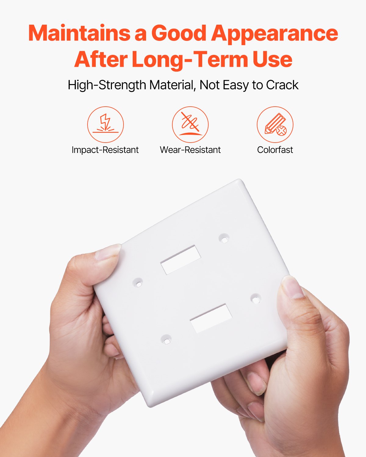 VEVOR Toggle Light Switch Wall Plates, 2-Gang Switch Electrical Outlet Covers, Standard Size 4.61in L x 4.53in H Unbreakable Polycarbonate Thermoplastic Faceplate for Receptacle Outlet&Switch(5 Pack, White) - BDKGBBPCDLXZHFZWM001V0 - view 6