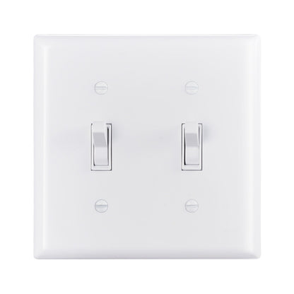 VEVOR Toggle Light Switch Wall Plates, 2-Gang Switch Electrical Outlet Covers, Standard Size 4.61in L x 4.53in H Unbreakable Polycarbonate Thermoplastic Faceplate for Receptacle Outlet&Switch(5 Pack, White) - BDKGBBPCDLXZHFZWM001V0 - view 10