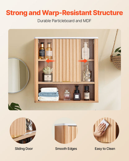 VEVOR Bathroom Wall Cabinet, with Door and Adjustable Shelf, Over the Toilet Storage Medicine Cabinet Wall Mounted, Hanging Organizer with Shelves and Open Partition for Laundry Room Kitchen Restroom - BDMJG2JYJGBDMXBZY001V0 - view 6