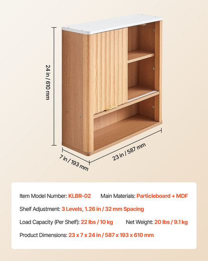 VEVOR Bathroom Wall Cabinet, with Door and Adjustable Shelf, Over the Toilet Storage Medicine Cabinet Wall Mounted, Hanging Organizer with Shelves and Open Partition for Laundry Room Kitchen Restroom - BDMJG2JYJGBDMXBZY001V0 - view 8