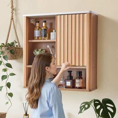 VEVOR Bathroom Wall Cabinet, with Door and Adjustable Shelf, Over the Toilet Storage Medicine Cabinet Wall Mounted, Hanging Organizer with Shelves and Open Partition for Laundry Room Kitchen Restroom - BDMJG2JYJGBDMXBZY001V0 - view 9
