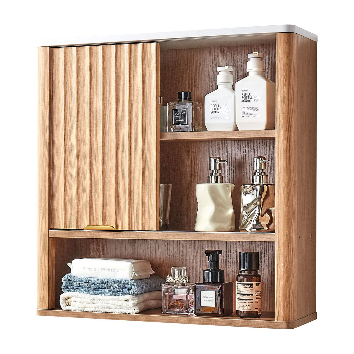 VEVOR Bathroom Wall Cabinet, with Door and Adjustable Shelf, Over the Toilet Storage Medicine Cabinet Wall Mounted, Hanging Organizer with Shelves and Open Partition for Laundry Room Kitchen Restroom - BDMJG2JYJGBDMXBZY001V0 - view 10