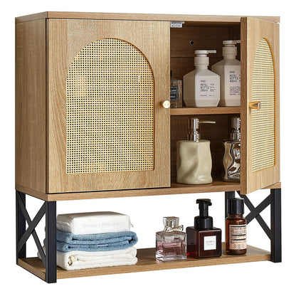 VEVOR Bathroom Wall Cabinet, with 2 Doors and Adjustable Shelf, Over the Toilet Storage Medicine Cabinet Wall Mounted, Hanging Organizer with Shelves & Open Partition for Laundry Room Kitchen Restroom - BDMJG2JYJGBSE1Z17001V0 - view 1