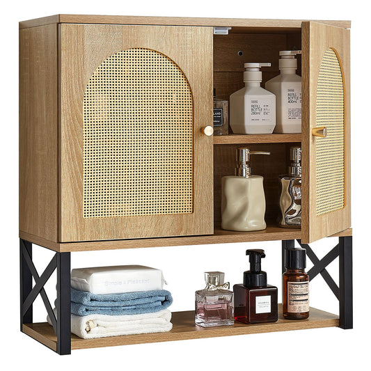 VEVOR Bathroom Wall Cabinet, with 2 Doors and Adjustable Shelf, Over the Toilet Storage Medicine Cabinet Wall Mounted, Hanging Organizer with Shelves & Open Partition for Laundry Room Kitchen Restroom - BDMJG2JYJGBSE1Z17001V0 - view 1