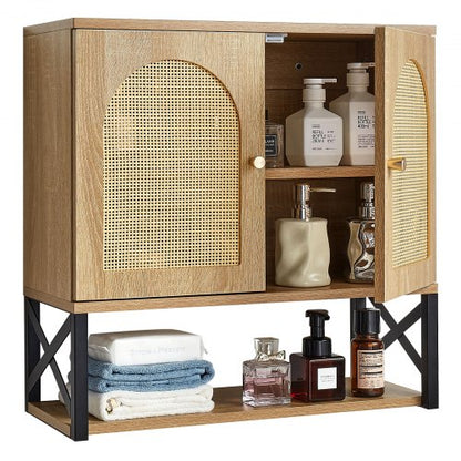 VEVOR Bathroom Wall Cabinet, with 2 Doors and Adjustable Shelf, Over the Toilet Storage Medicine Cabinet Wall Mounted, Hanging Organizer with Shelves & Open Partition for Laundry Room Kitchen Restroom - BDMJG2JYJGBSE1Z17001V0 - view 2
