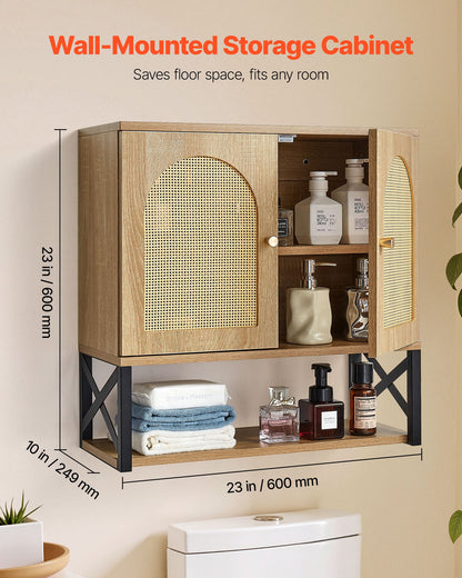 VEVOR Bathroom Wall Cabinet, with 2 Doors and Adjustable Shelf, Over the Toilet Storage Medicine Cabinet Wall Mounted, Hanging Organizer with Shelves & Open Partition for Laundry Room Kitchen Restroom - BDMJG2JYJGBSE1Z17001V0 - view 3