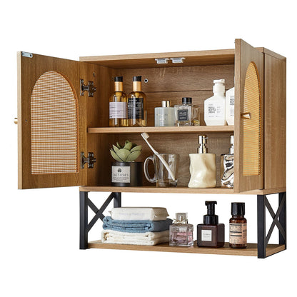 VEVOR Bathroom Wall Cabinet, with 2 Doors and Adjustable Shelf, Over the Toilet Storage Medicine Cabinet Wall Mounted, Hanging Organizer with Shelves & Open Partition for Laundry Room Kitchen Restroom - BDMJG2JYJGBSE1Z17001V0 - view 10