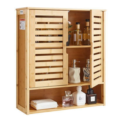 VEVOR Bathroom Wall Cabinet, 2 Doors and Adjustable Shelf, Over the Toilet Storage Medicine Cabinet Wall Mounted, Hanging Organizer with Shelves and Open Partition for Laundry Room Kitchen Restroom - BDMJG2JYJGBSXNKXR001V0 - view 1