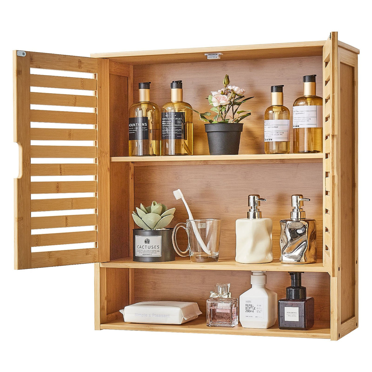VEVOR Bathroom Wall Cabinet, 2 Doors and Adjustable Shelf, Over the Toilet Storage Medicine Cabinet Wall Mounted, Hanging Organizer with Shelves and Open Partition for Laundry Room Kitchen Restroom - BDMJG2JYJGBSXNKXR001V0 - view 10