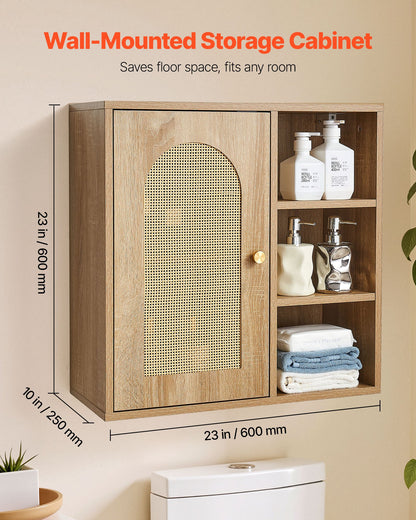 VEVOR Bathroom Wall Cabinet, Door and Adjustable Shelf with 5 Height Levels, Over the Toilet Storage Medicine Cabinet Wall Mounted, Hanging Organizer with Shelves for Laundry Room Kitchen Restroom - BDMJG3JDPKMRVXOZI001V0 - view 3