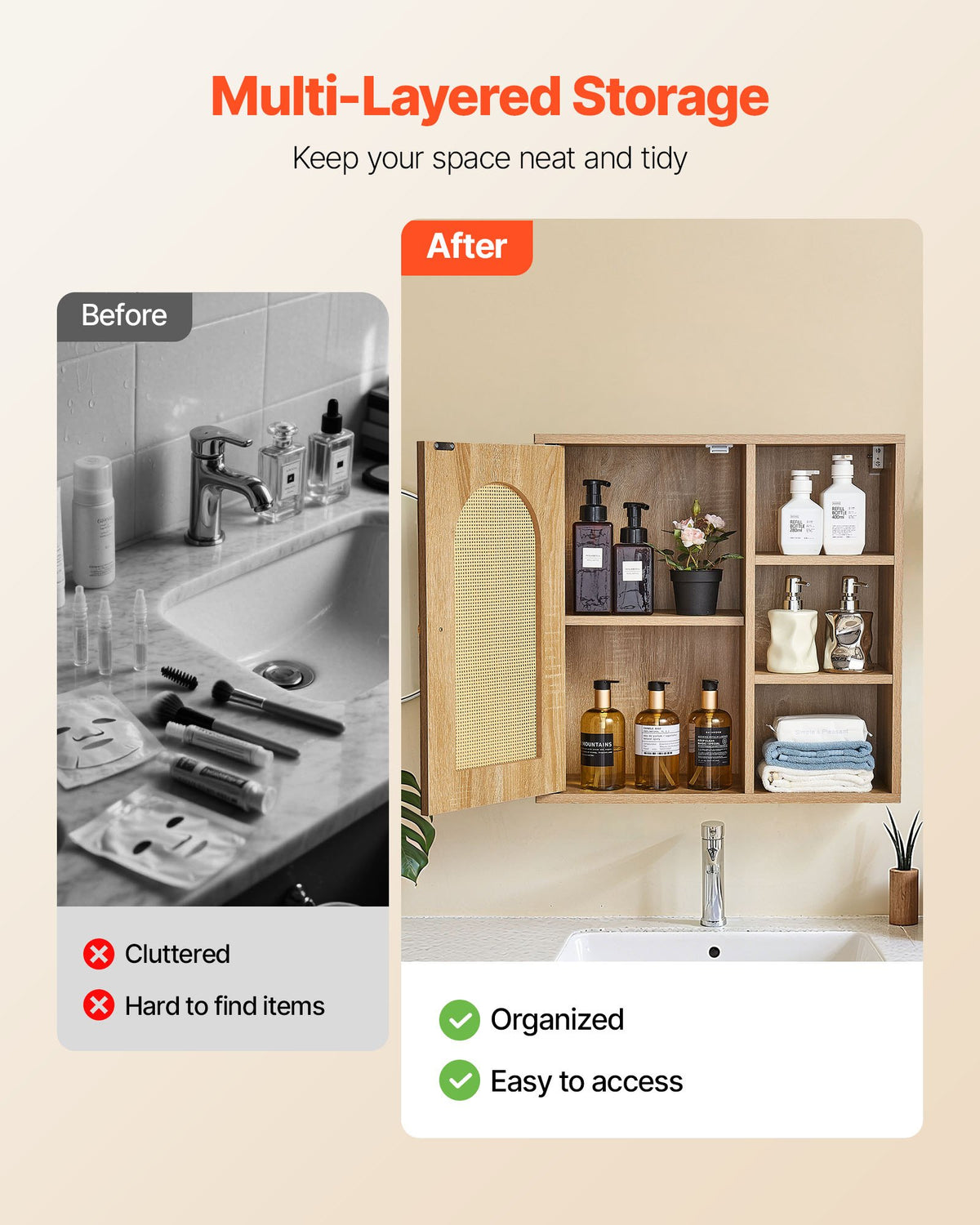 VEVOR Bathroom Wall Cabinet, Door and Adjustable Shelf with 5 Height Levels, Over the Toilet Storage Medicine Cabinet Wall Mounted, Hanging Organizer with Shelves for Laundry Room Kitchen Restroom - BDMJG3JDPKMRVXOZI001V0 - view 4