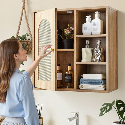 VEVOR Bathroom Wall Cabinet, Door and Adjustable Shelf with 5 Height Levels, Over the Toilet Storage Medicine Cabinet Wall Mounted, Hanging Organizer with Shelves for Laundry Room Kitchen Restroom - BDMJG3JDPKMRVXOZI001V0 - view 9