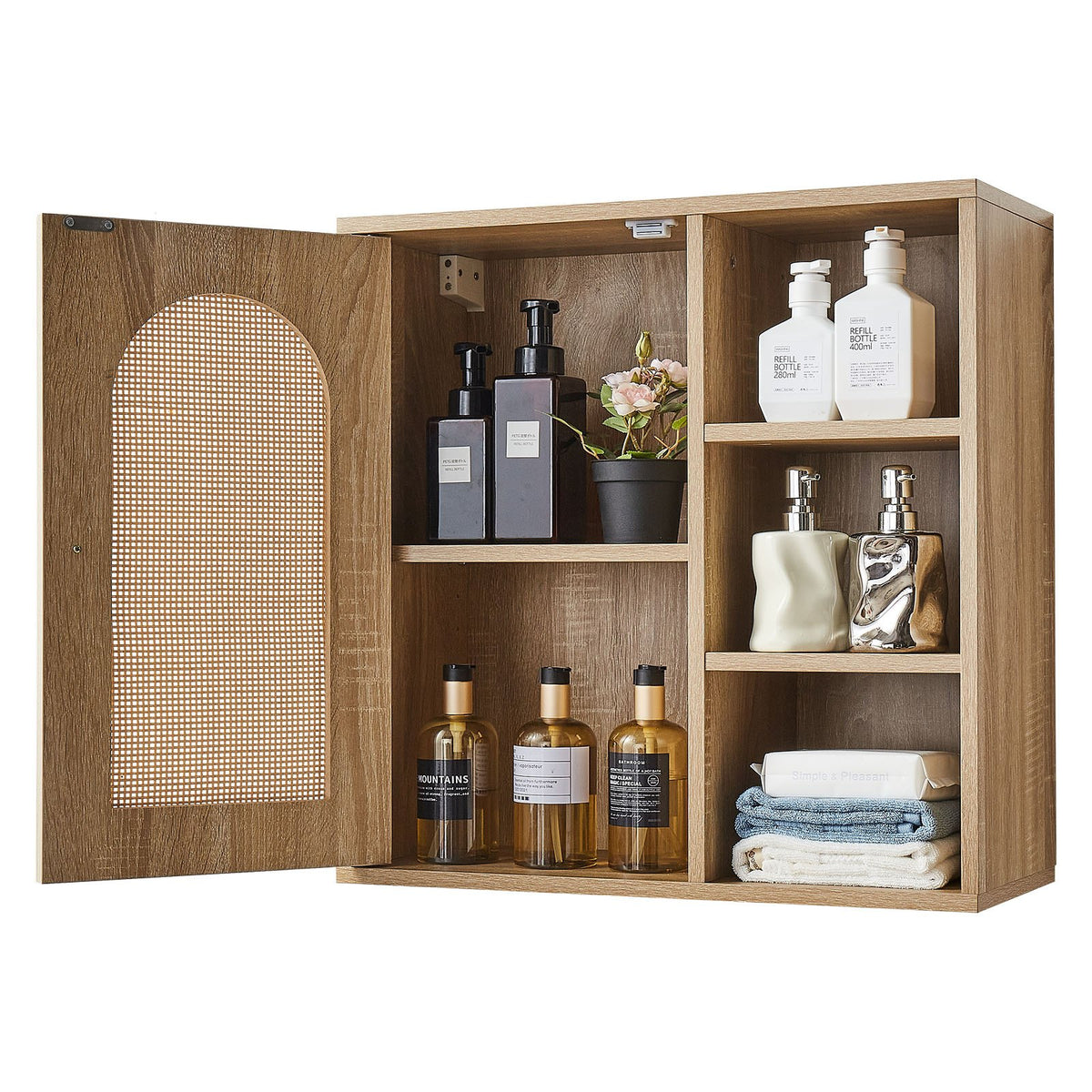 VEVOR Bathroom Wall Cabinet, Door and Adjustable Shelf with 5 Height Levels, Over the Toilet Storage Medicine Cabinet Wall Mounted, Hanging Organizer with Shelves for Laundry Room Kitchen Restroom - BDMJG3JDPKMRVXOZI001V0 - view 10