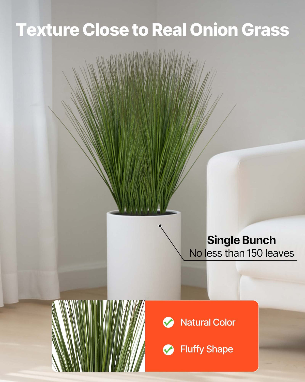 VEVOR Artificial Grass Plant, 27 inch Faux Onion Grass Fake Greenery Shrubs Plant, Premium PVC for Indoor Outdoor House Home Garden Office Room Décor, Housewarming, 8 Pack Green - BDPYCC27INCHKIB2V001V0 - view 4