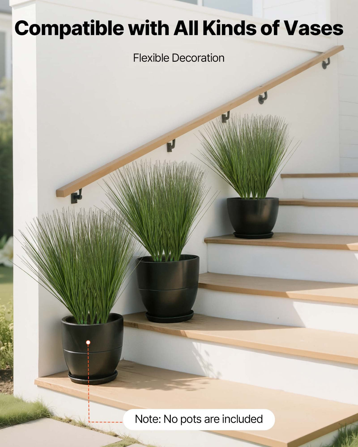 VEVOR Artificial Grass Plant, 27 inch Faux Onion Grass Fake Greenery Shrubs Plant, Premium PVC for Indoor Outdoor House Home Garden Office Room Décor, Housewarming, 8 Pack Green - BDPYCC27INCHKIB2V001V0 - view 7