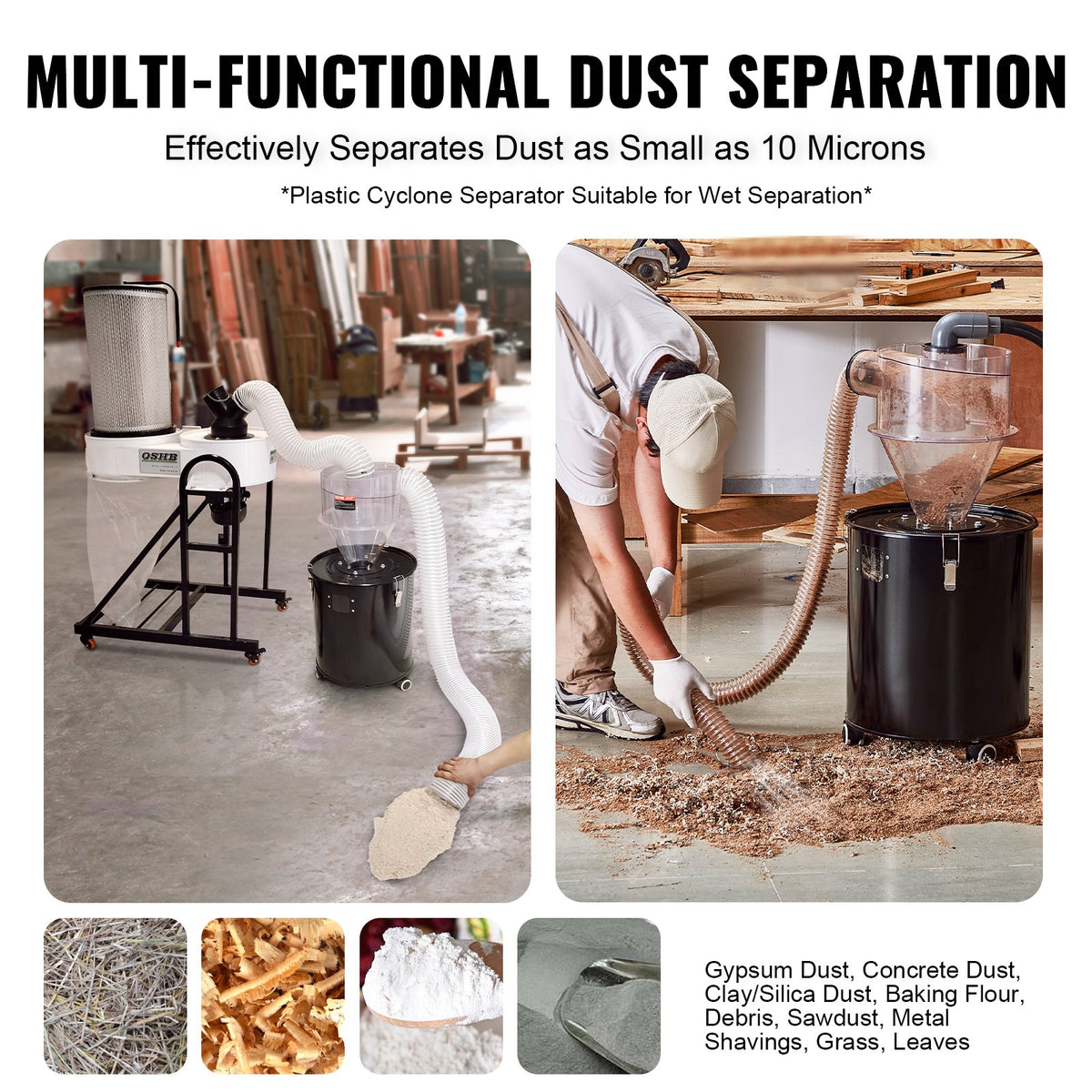 VEVOR Cyclone Dust Separator, 4" Retrofit Cyclone Separator for Dust Collectors, ABS Dust Deputy With 2" Hole O.D. Connector & Hose for Wet/Dry Shop Vacuums, Fits 5-10 Gallon Tank (Tank Exclude) - BDTXFCCQTJZXTEJX5V0 - view 6