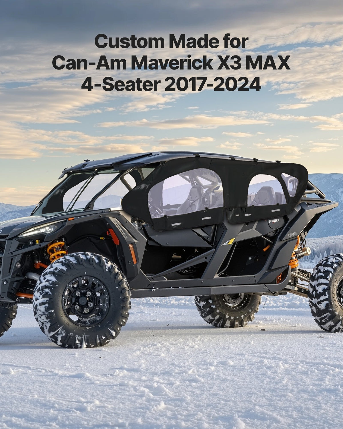 VEVOR Cab Enclosure Upper Doors, Compatible with Can-Am Maverick X3 MAX 4-Seater 2017-2024, Soft Upper Doors, Windproof Upgraded Zipper UTV Soft Side Window Kit, Work with Roof and Partial Windshields - BDWQCANAMMAV1RXOE001V0 - view 3