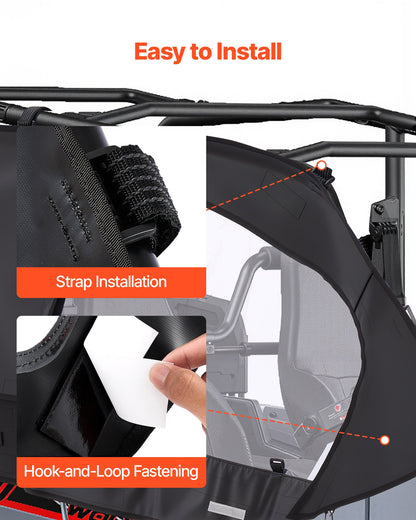 VEVOR Cab Enclosure Upper Doors, Compatible with Can-Am Maverick X3 MAX 4-Seater 2017-2024, Soft Upper Doors, Windproof Upgraded Zipper UTV Soft Side Window Kit, Work with Roof and Partial Windshields - BDWQCANAMMAV1RXOE001V0 - view 6