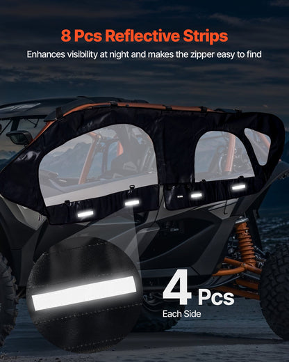 VEVOR Cab Enclosure Upper Doors, Compatible with Can-Am Maverick X3 MAX 4-Seater 2017-2024, Soft Upper Doors, Windproof Upgraded Zipper UTV Soft Side Window Kit, Work with Roof and Partial Windshields - BDWQCANAMMAV1RXOE001V0 - view 7