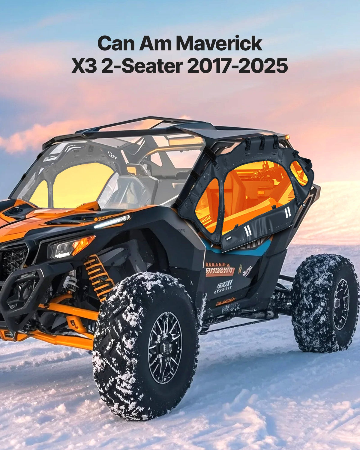 VEVOR Cab Enclosure Upper Doors, Compatible with Can-Am Maverick X3 2-Seater 2017-2025, Soft Upper Doors, Windproof Upgraded Zipper UTV Soft Side Window Kit, Work with Side Mirrors and Windshields - BDWQCANAMMAVD3SYY001V0 - view 3