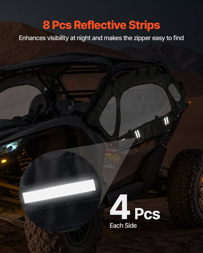 VEVOR Cab Enclosure Upper Doors, Compatible with Can-Am Maverick X3 2-Seater 2017-2025, Soft Upper Doors, Windproof Upgraded Zipper UTV Soft Side Window Kit, Work with Side Mirrors and Windshields - BDWQCANAMMAVD3SYY001V0 - view 7