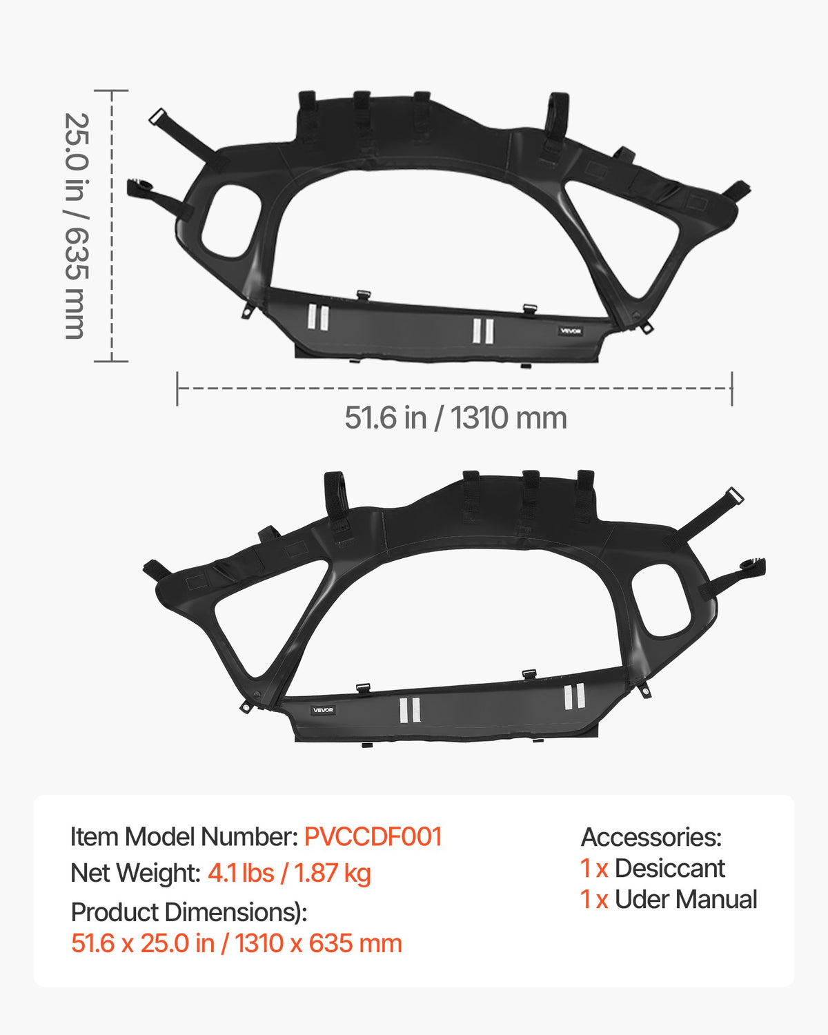 VEVOR Cab Enclosure Upper Doors, Compatible with Can-Am Maverick X3 2-Seater 2017-2025, Soft Upper Doors, Windproof Upgraded Zipper UTV Soft Side Window Kit, Work with Side Mirrors and Windshields - BDWQCANAMMAVD3SYY001V0 - view 8