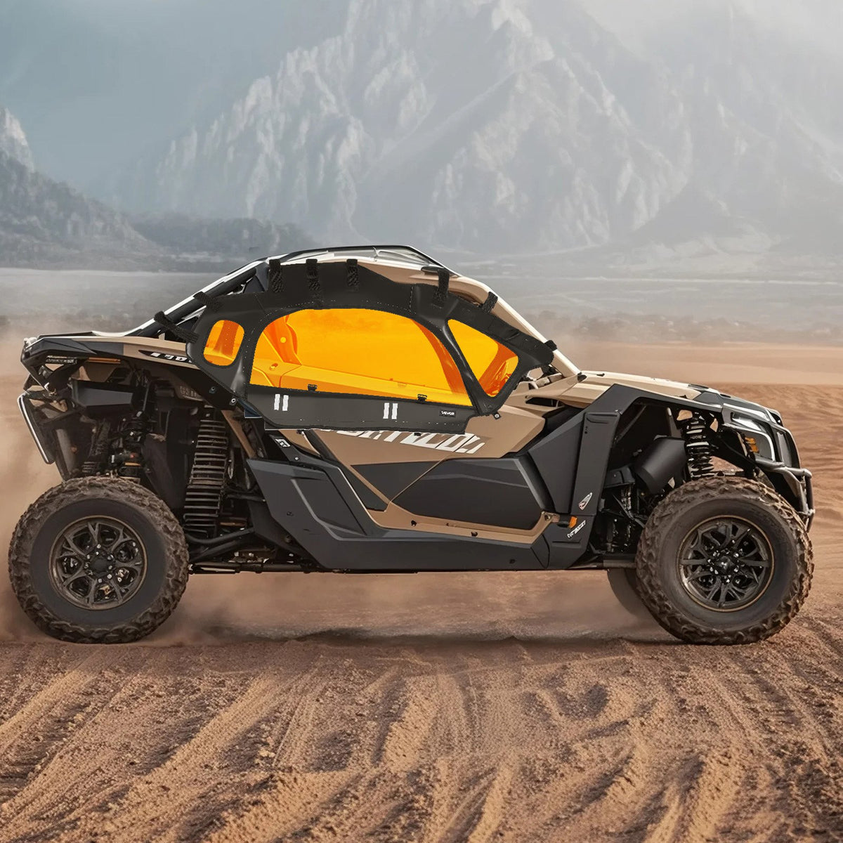 VEVOR Cab Enclosure Upper Doors, Compatible with Can-Am Maverick X3 2-Seater 2017-2025, Soft Upper Doors, Windproof Upgraded Zipper UTV Soft Side Window Kit, Work with Side Mirrors and Windshields - BDWQCANAMMAVD3SYY001V0 - view 9