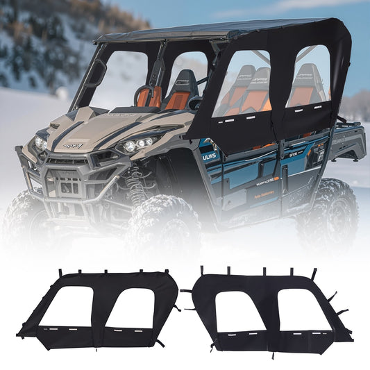 VEVOR Cab Enclosure Upper Doors, Compatible with Kawasaki Teryx4 2012-2022, Soft Upper Doors, Windproof & Waterproof Upgraded Zipper UTV Soft Side Window Kit