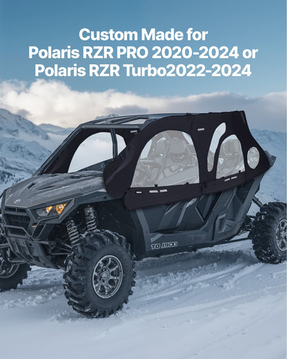 VEVOR Cab Enclosure Upper Doors, Compatible with Polaris RZR PRO 2020-2024/Polaris RZR Turbo2022-2024, Soft Upper Doors, Upgraded Zipper UTV Soft Side Window Kit, Fit with Side Mirrors and Windshields - BDWQPOLARISRJFHE6001V0 - view 3