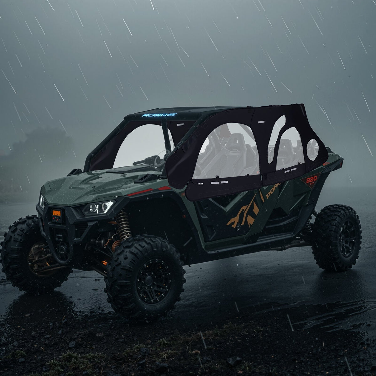 VEVOR Cab Enclosure Upper Doors, Compatible with Polaris RZR PRO 2020-2024/Polaris RZR Turbo2022-2024, Soft Upper Doors, Upgraded Zipper UTV Soft Side Window Kit, Fit with Side Mirrors and Windshields - BDWQPOLARISRJFHE6001V0 - view 9