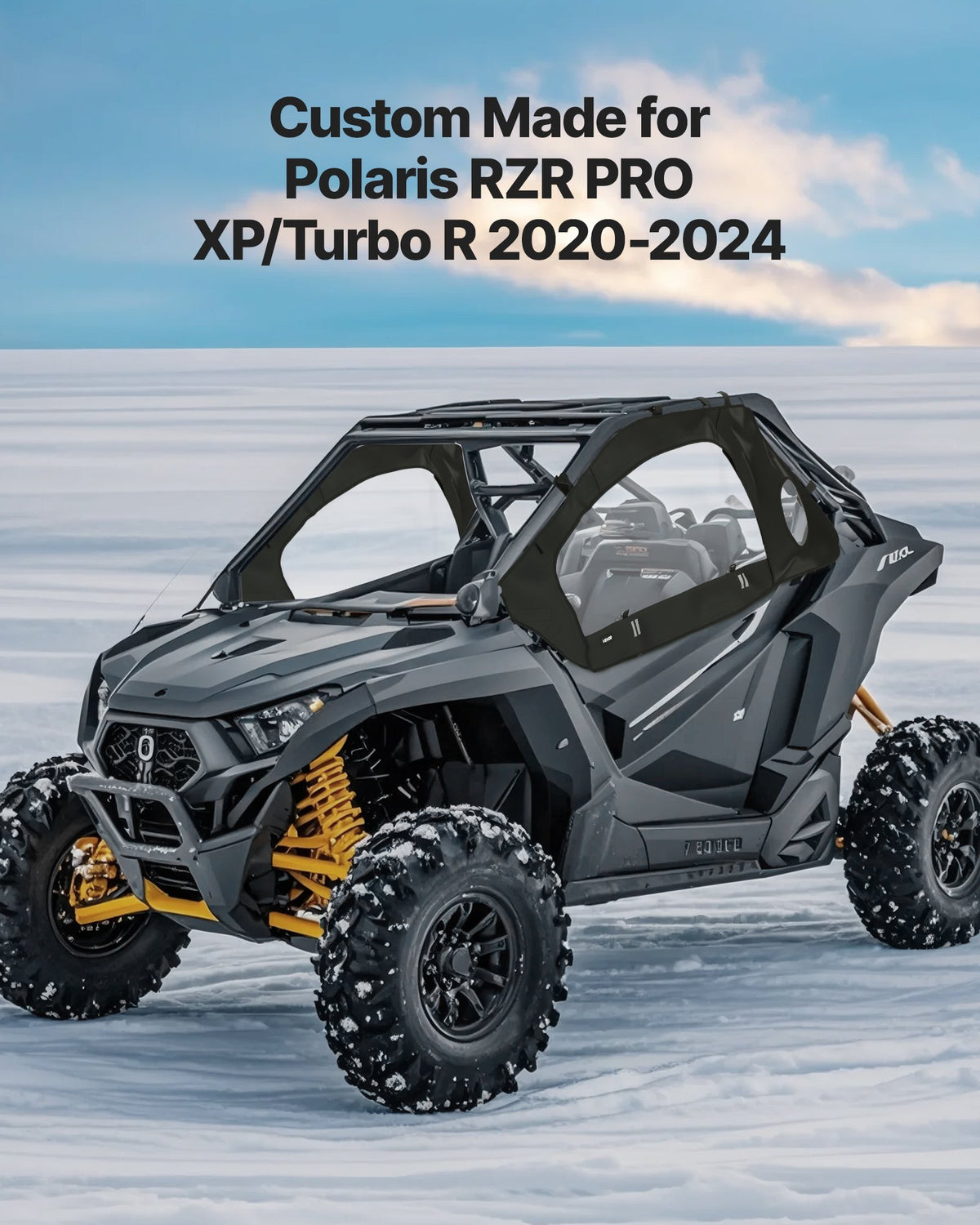 VEVOR Cab Enclosure Upper Doors, Compatible with Polaris RZR PRO XP/Turbo R 2020-2024, Soft Upper Doors, Windproof Upgraded Zipper UTV Soft Side Window Kit, Work with Side Mirrors and Windshields - BDWQPOLARISRK0HS6001V0 - view 3