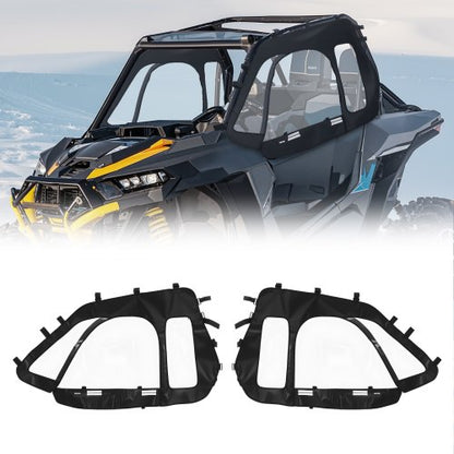 VEVOR Cab Enclosure Upper Doors, Compatible with Polaris RZR XP 1000/XP Turbo 2014-2023, Soft Upper Doors, Windproof Upgraded Zipper UTV Soft Side Window Kit, Work with Side Mirrors and Windshields - BDWQPOLARISRN7Z3V001V0 - view 2