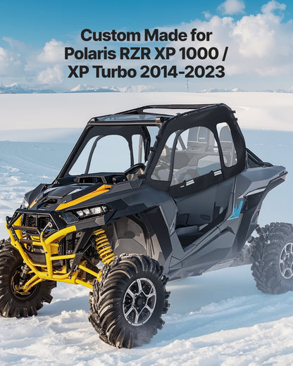 VEVOR Cab Enclosure Upper Doors, Compatible with Polaris RZR XP 1000/XP Turbo 2014-2023, Soft Upper Doors, Windproof Upgraded Zipper UTV Soft Side Window Kit, Work with Side Mirrors and Windshields - BDWQPOLARISRN7Z3V001V0 - view 3