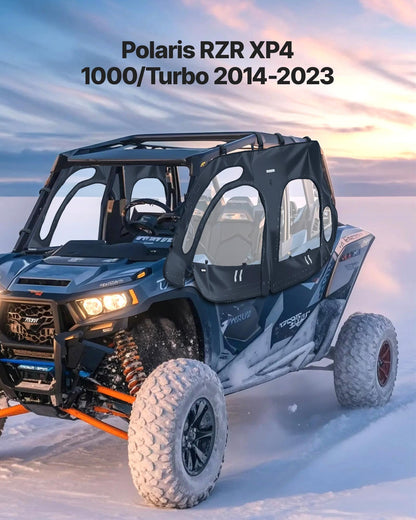 VEVOR Cab Enclosure Upper Doors, Compatible with Polaris RZR XP4 1000/Turbo 2014-2023, Soft Upper Doors, Windproof Upgraded Zipper UTV Soft Side Window Kit, Work with Side Mirrors and Windshields - BDWQPOLARISRQLAV1001V0 - view 3