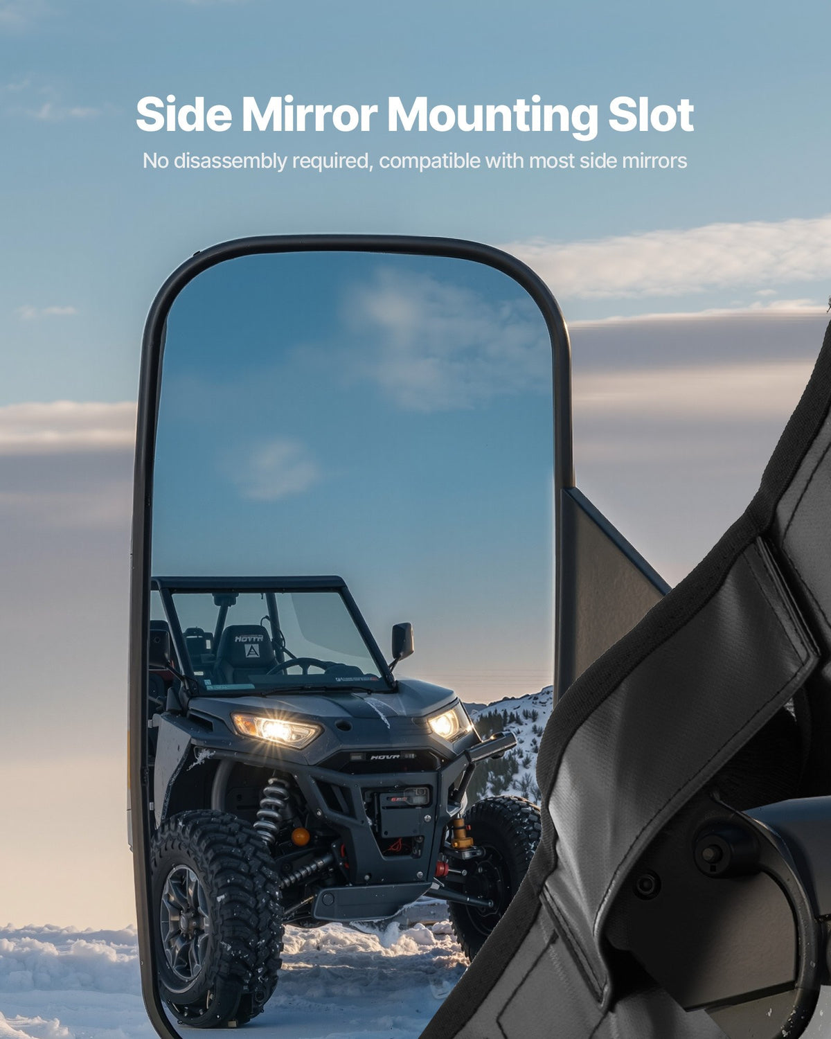 VEVOR Cab Enclosure Upper Doors, Compatible with Polaris RZR XP4 1000/Turbo 2014-2023, Soft Upper Doors, Windproof Upgraded Zipper UTV Soft Side Window Kit, Work with Side Mirrors and Windshields - BDWQPOLARISRQLAV1001V0 - view 6