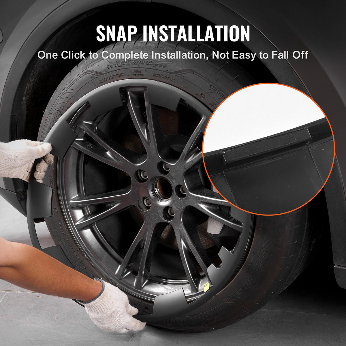 VEVOR Wheel Rim Cover Hubcaps, 20 in, Model Y Fully Fit Hubcap with Snap, Guard Tape & Valve Nozzle Hole, ABS & PC Hubcap with Upgraded Buckle, High Rigidity & Less Wind Drag, Fits for All Weather Use - BFGLGGZYKBFG0GLT1V0 - view 5