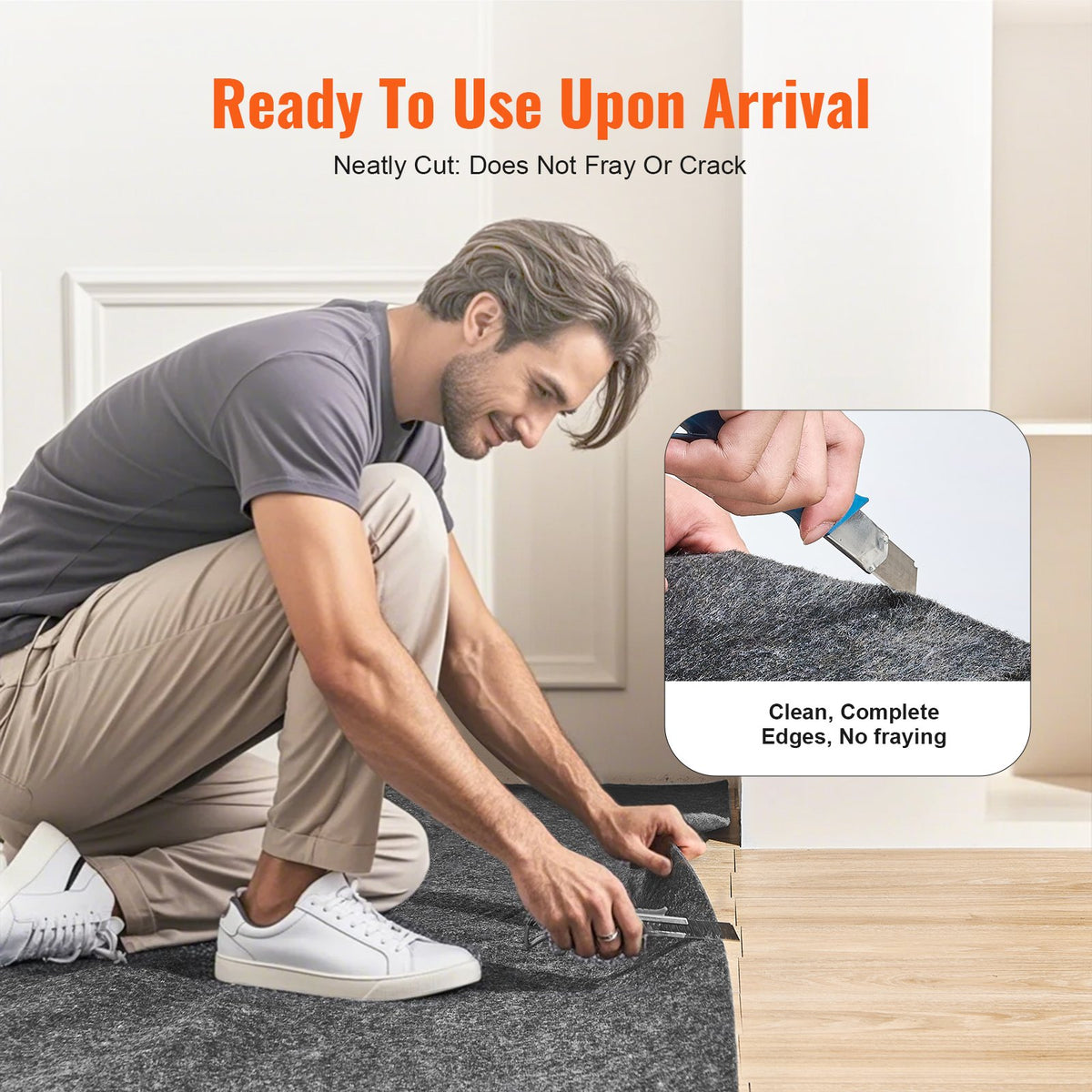 VEVOR Rug Pad Without Slip Resistance, Protective Cushioning Carpet Pad, 8' x 10', 1/4"Thick, 100% Pure Polyester Felt, 7-8㎡ Premium Comfort Underfoot Carpet Padding Rug Cushion for All Floors, Gray - BFHDTDSXPMFHT4MQWV0 - view 6